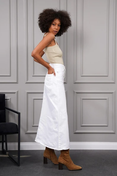 Kadın Maxi Boy Denim Etek - 10