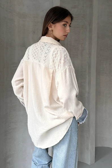 Denim Detaylı Garnili Gömlek - 3