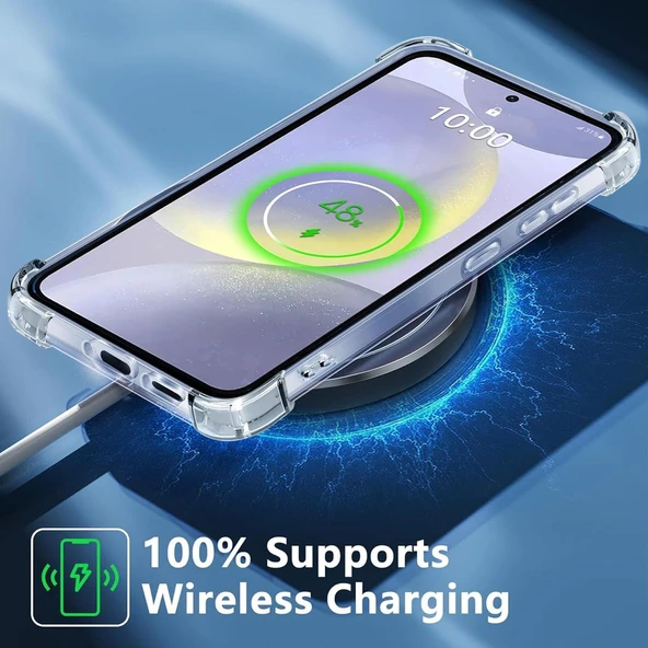 Samsung Galaxy S25 Plus Uyumlu Darbe Önleyici Sararmaya Dayanıklı Airbag Korumalı Ultra Slim TPU Şeffaf Silikon Kılıf - 3