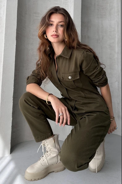 Uzun Kol Fermuarlı Tulum - 5