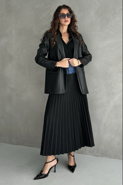 Cep Detaylı Deri Ceket - 2