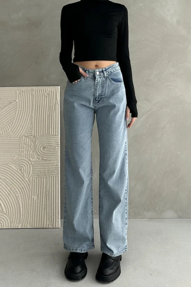 Normal Bel Geniş Paça Wide Leg Jean - 1755