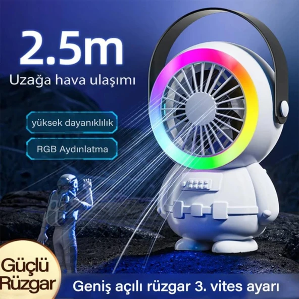 Coofbe Taşınabilir 1500Mah Şarjlı 3kademe Hız Ayarlı Taşınabilir El Vantilatörü Fan Ve Gece Lambası - 3