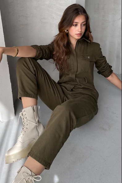 Uzun Kol Fermuarlı Tulum - 4