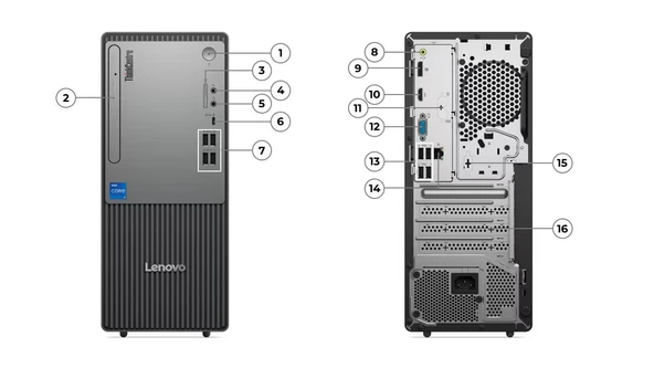 Lenovo ThinkCentre Neo 50T Gen 5 12UB0009TR i3-13100 8 GB 512 GB SSD UHD Graphics 730 Masaüstü Bilgisayar - 3
