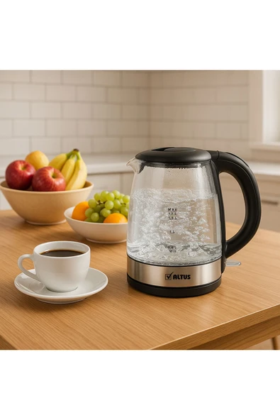 Altus Al 4064 C 1.7 L Cam Kettle, 2200w, Led Işıklı, 360° Döner Taban, Otomatik Kapanma, Şık Tasarım