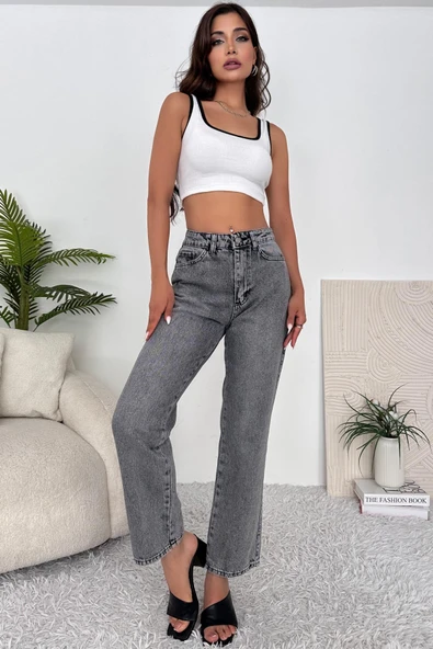 Kadın Yüksek Bel Jean Pantolon