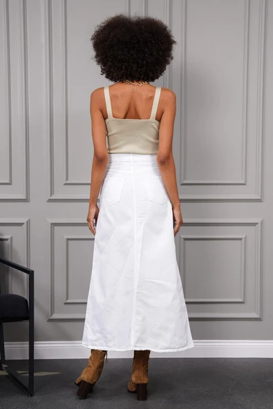 Kadın Maxi Boy Denim Etek - 8