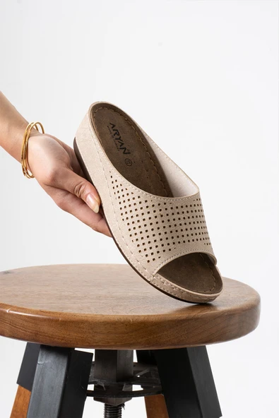 Albishoes Kadın Esnek Rahat Yumuşak Taban Anatomik Hafif Topuk 4 cm Günlük Kadın Ev Dışarı Terlik - Resim 4