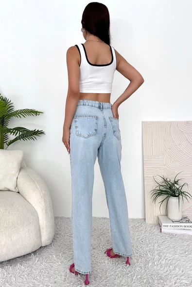 Kadın Yüksek Bel Jean Pantolon - 5