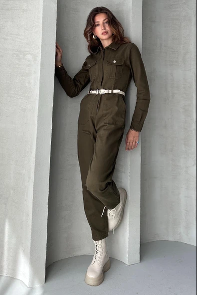 Uzun Kol Fermuarlı Tulum