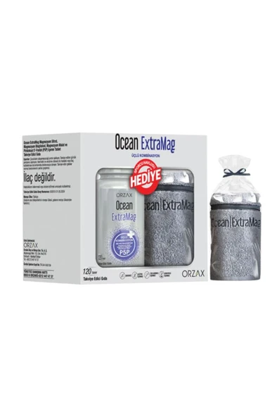 Ocean ExtraMag Üçlü Magnezyum Kombinasyonu 120 Tablet + Sporcu Havlusu Hediyeli - SKT: 02/2028 ürün görseli 1