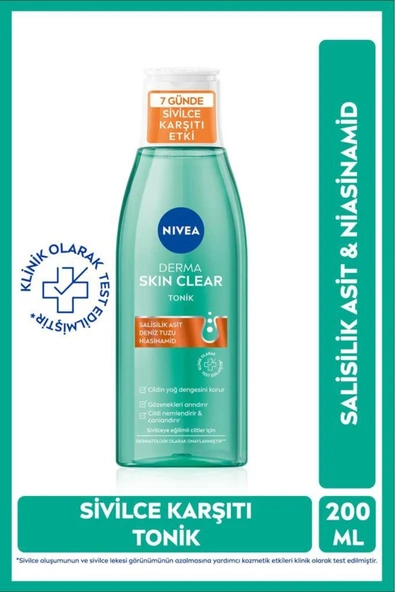 NİVEA DERMA SKİN CLEAR KARŞITI TONİK 200ML, NİASİNAMİD, SALİSTİK ASİT - 1