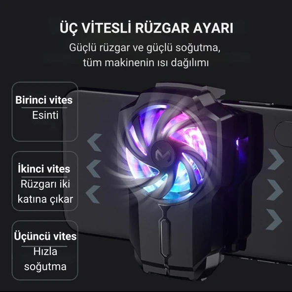 Coofbe Kablosuz 700Mah Şarjlı 6000RPM 3 Hız Kademeli Dönüş Telefon Soğutucu Fan Soğutma Fanı Radyatör Soğutucu - 2