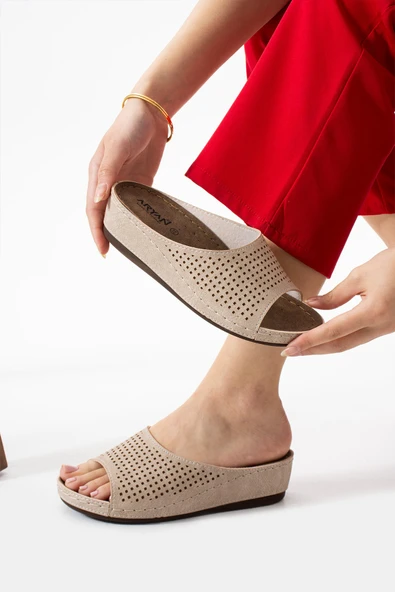 Albishoes Kadın Esnek Rahat Yumuşak Taban Anatomik Hafif Topuk 4 cm Günlük Kadın Ev Dışarı Terlik - Resim 3