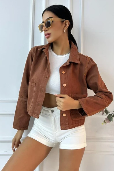 Kadın Regular Kontrast Denim Ceket - 10