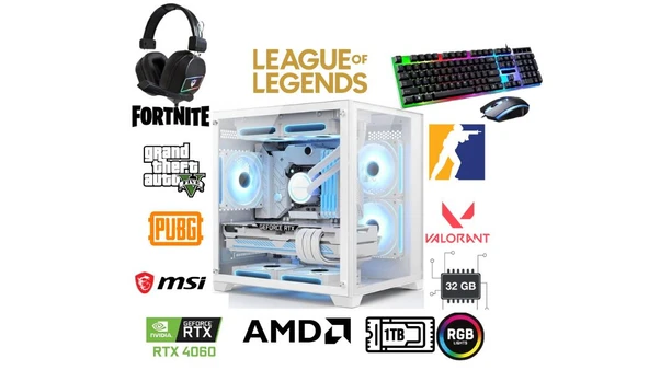 DFS Gaming DS2026W RYZEN 7 5700X-B550M-RTX 4060 8GB-32GB RAM-1TB M.2 SSD-WI FI-OYUNCU BİLGİSAYARI