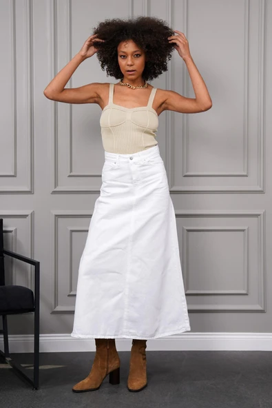 Kadın Maxi Boy Denim Etek - 7