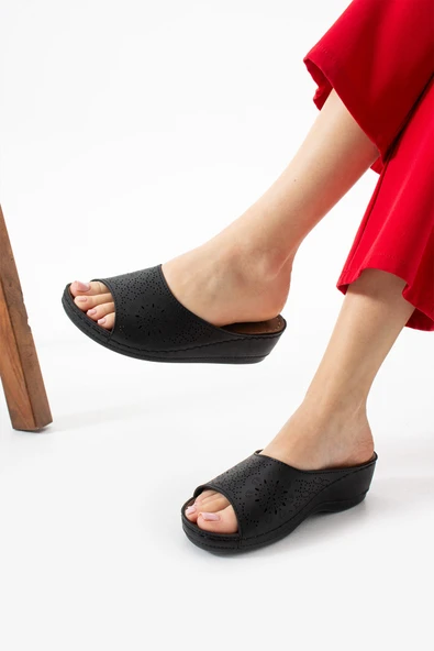 Albishoes Kadın Esnek Rahat Yumuşak Taban Anatomik Hafif Topuk 4 cm Günlük Kadın Ev Dışarı Terlik - 5