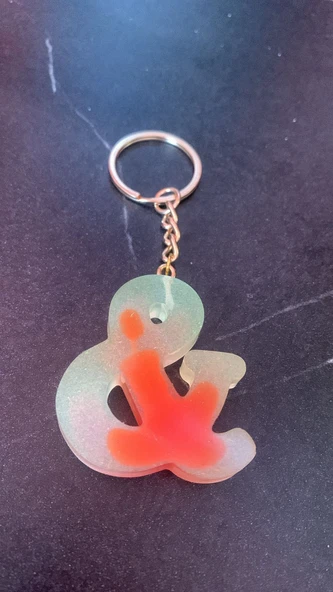 Rengarenk And & Şekilli Gold Aksesuarlı Anahtarlık Epoksi El Yapımı Hediyelik - 2