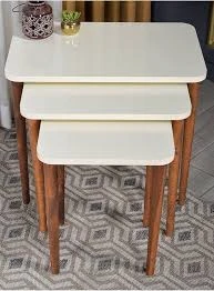 Zigon Sehpa Ahşap KR Torna Ayak Krem ürün görseli 1