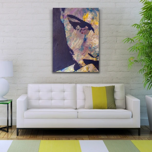 Yağlıboya Kadın Portre Gri Tonlarda Kanvas Tablo 50 x 70 - 2