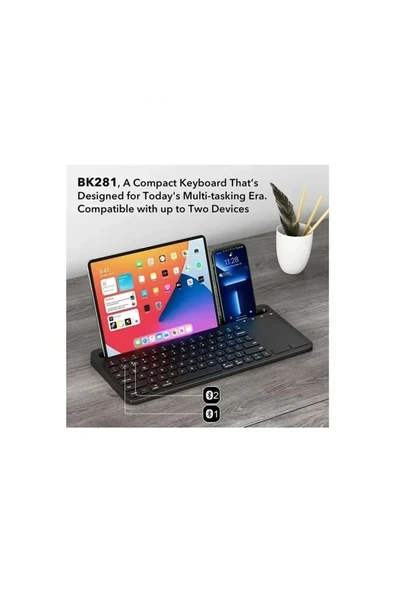 Type-C Şarj Portlu Telefon ve Tablet Standlı Wireless Klavye BK281 ürün görseli