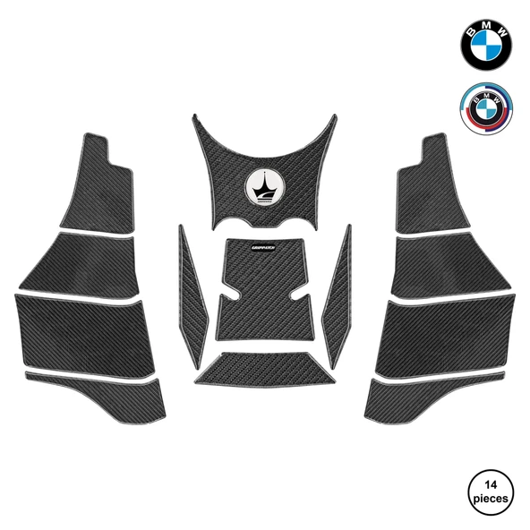 BMW GS1300 ADV 2025 ile Uyumlu Kaydırmaz 6D Karbon 14 Parça Tank Pad Seti GC64 ürün görseli