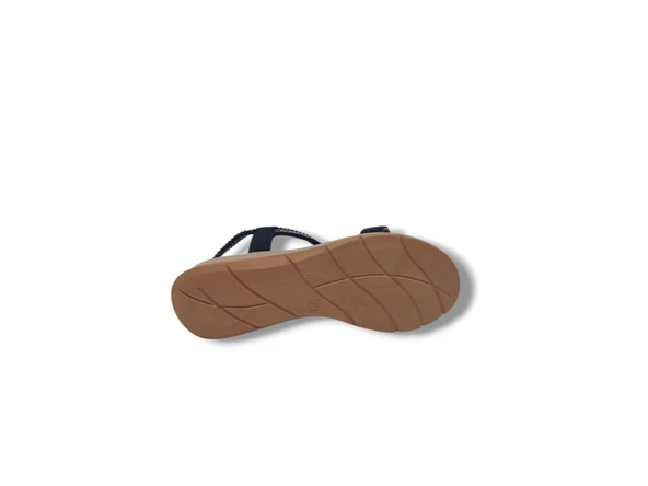 İzlife 383K266 Kadın Siyah Lastikli Taşlı Tokalı Sandalet Ayakkabı - Resim 5