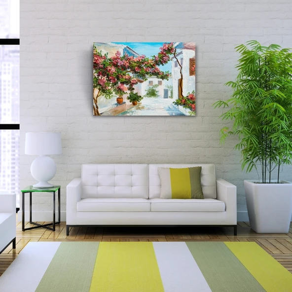 Sarmaşık ve Köy Evleri Yağlıboya Kanvas Tablo 50 x 70 - 2