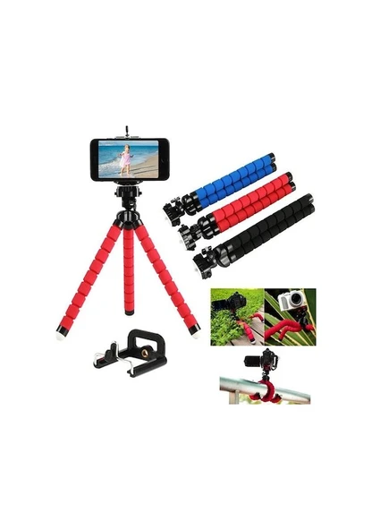 PİRANHA AHTAPOT TRİPOD TELEFON TUTUCU SÜNGERLİ KAMERA VE TELEFON STANDI
