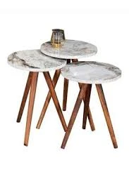 Zigon Sehpa 3'lü Ahşap Torna Ayak Efes ürün görseli 1