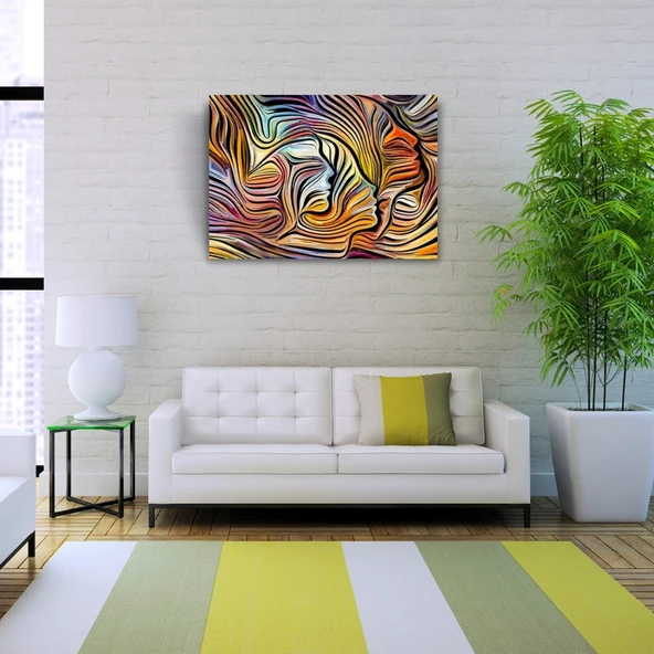 Soyut , Turuncu ve Mavi Tonlar Face Kanvas Tablo 50 x 70 - 2