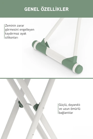 Perilla Premium Ütü Masası İronika Kalın Borulu Kurutmalık Set - Yeşil - 4