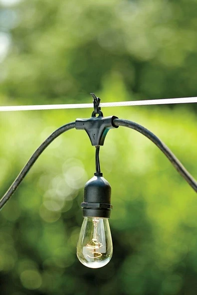 5 Metre 10 Duylu Eklenebilir Sıralı Bahçe, Kafe, Teras, Balkon Armatürü IP64 İç Dış Mekan (Ampulsüz) - 5