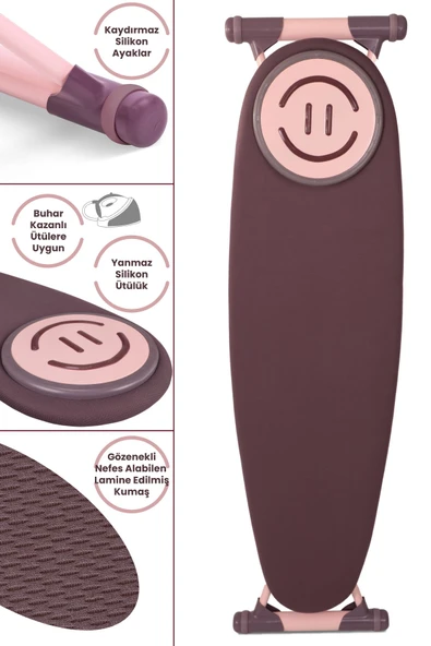 Perilla Premium Ütü Masası - İronika Kalın Borulu Kurutmalık Set Mürdüm - 2