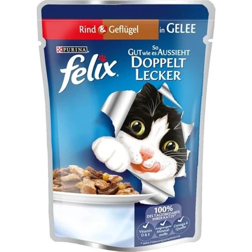 Felix Çifte Lezzet Tavuk ve Sığır Etli Yetişkin Kedi Konservesi 85gr - Resim 2