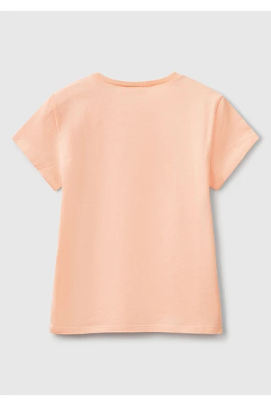 Kız Çocuk Siyah Simli Logo Baskılı T-Shirt - 8