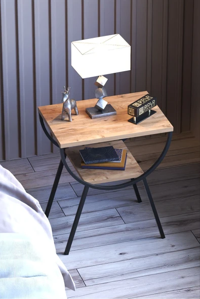 Yan Sehpa Komodin Metal Ayak CEVİZ - 5