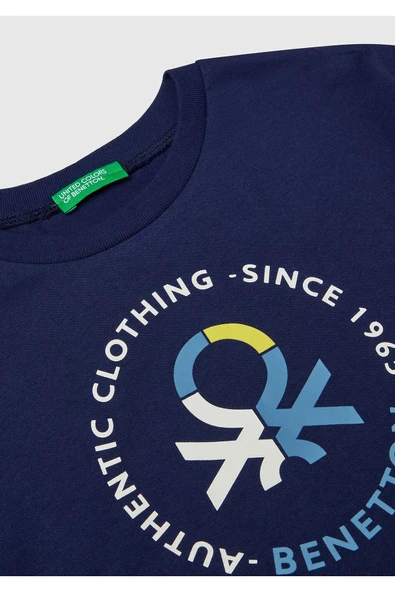 Erkek Çocuk Fıstık Yeşili Benetton Logo Baskılı T-Shirt - 18