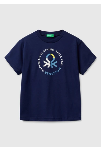 Erkek Çocuk Fıstık Yeşili Benetton Logo Baskılı T-Shirt - 16