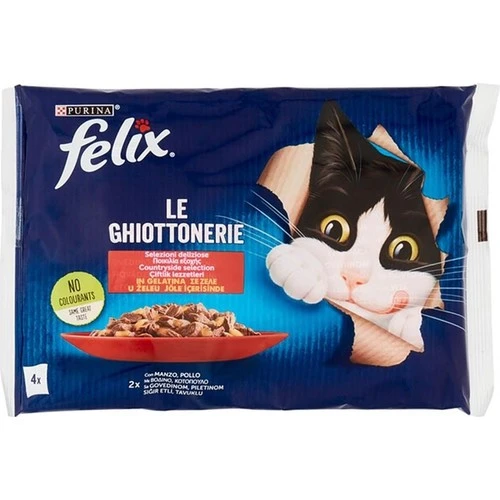 Felix Multipack Sığır ve Tavuk Etli Yetişkin Yaş Kedi Maması 4x85gr ürün görseli 1