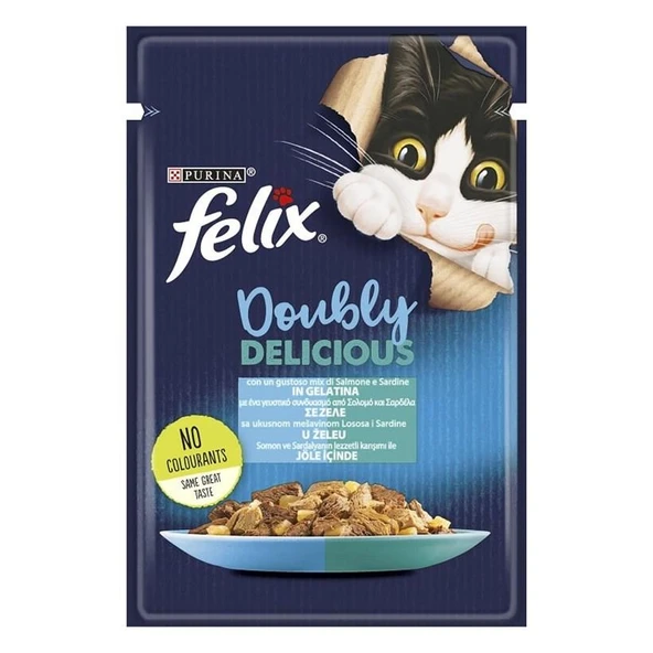 Felix Çifte Lezzet Somonlu ve Sardalyalı Yetişkin Kedi Konservesi 85gr ürün görseli 1