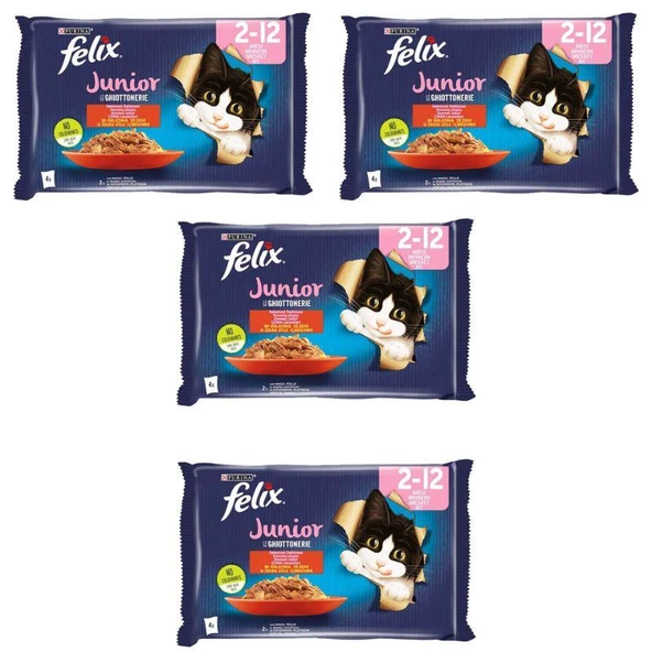 Felix Multipack Sığır ve Tavuk Etli Yavru Kedi Yaş Maması 4x85gr X 4 Adet ürün görseli 1