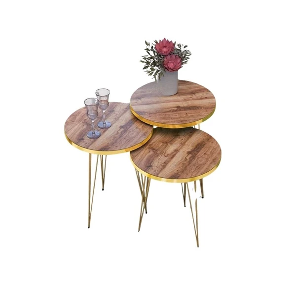 Zigon Sehpa Gold Ceviz Tel 1099 - Resim 2