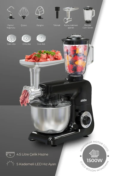 SMX-2775 Çok Amaçlı Mutfak Şefi ( Hamur - Kıyma - Blender Makinesi )
