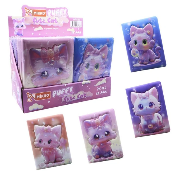 MIKRO NOT DEFTERI PUFFY CUTE CUTE CAT PF-120