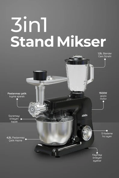 SMX-2775 Çok Amaçlı Mutfak Şefi ( Hamur - Kıyma - Blender Makinesi ) - 2