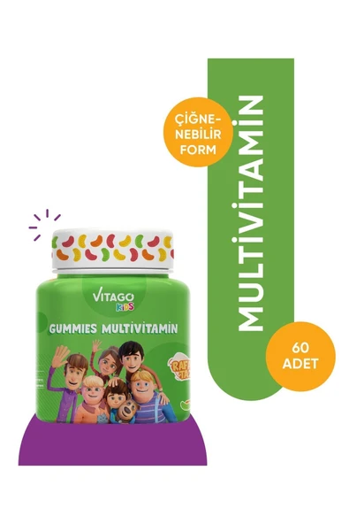 VİTAGO KİDS GUMMİES MULTİVİTAMİN MULTİMİNERAL IÇEREN 60 ADET ÇİĞNENEBİLİR GUMMY JEL - 2