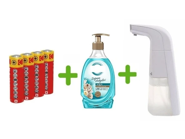 SENSÖRLÜ FOTOSELLİ SIVI SABUNLUK,PİLLER DAHİL 21X10X5CM VE BİR ADET 392 ML SIVI SABUN AQUA VE DENİZ ESİNTİSİ - 3